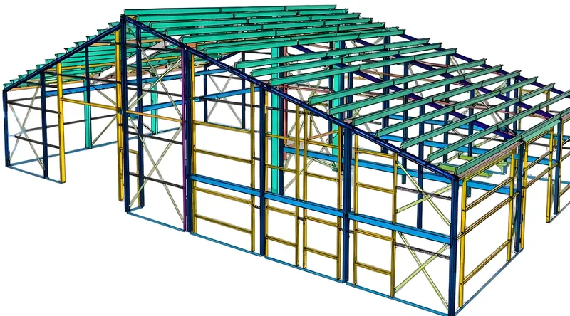 Tekla model of the Herbouw Bedrijfsruimte industrial building