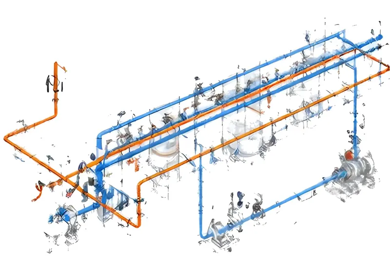 Utility-area plant piping model for SAVOLA